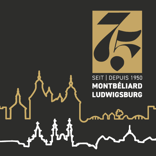 75 Jahre deutsch-französische Städtepartnerschaft Silhoutten von Ludwigsburg und Montbeliard anlässlich 75 Jahre deutsch-französische Städtepartnerschaft