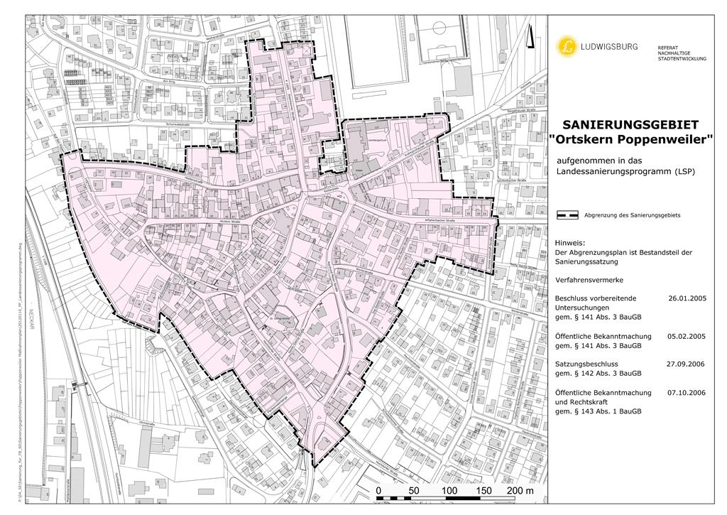 Lageplan Sanierungsgebiet "Ortskern Poppenweiler" 