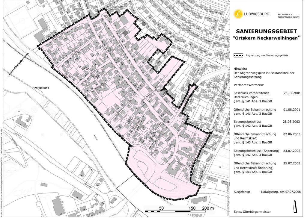 Lageplan Sanierungsgebiet "Ortskern Neckarweihingen" 