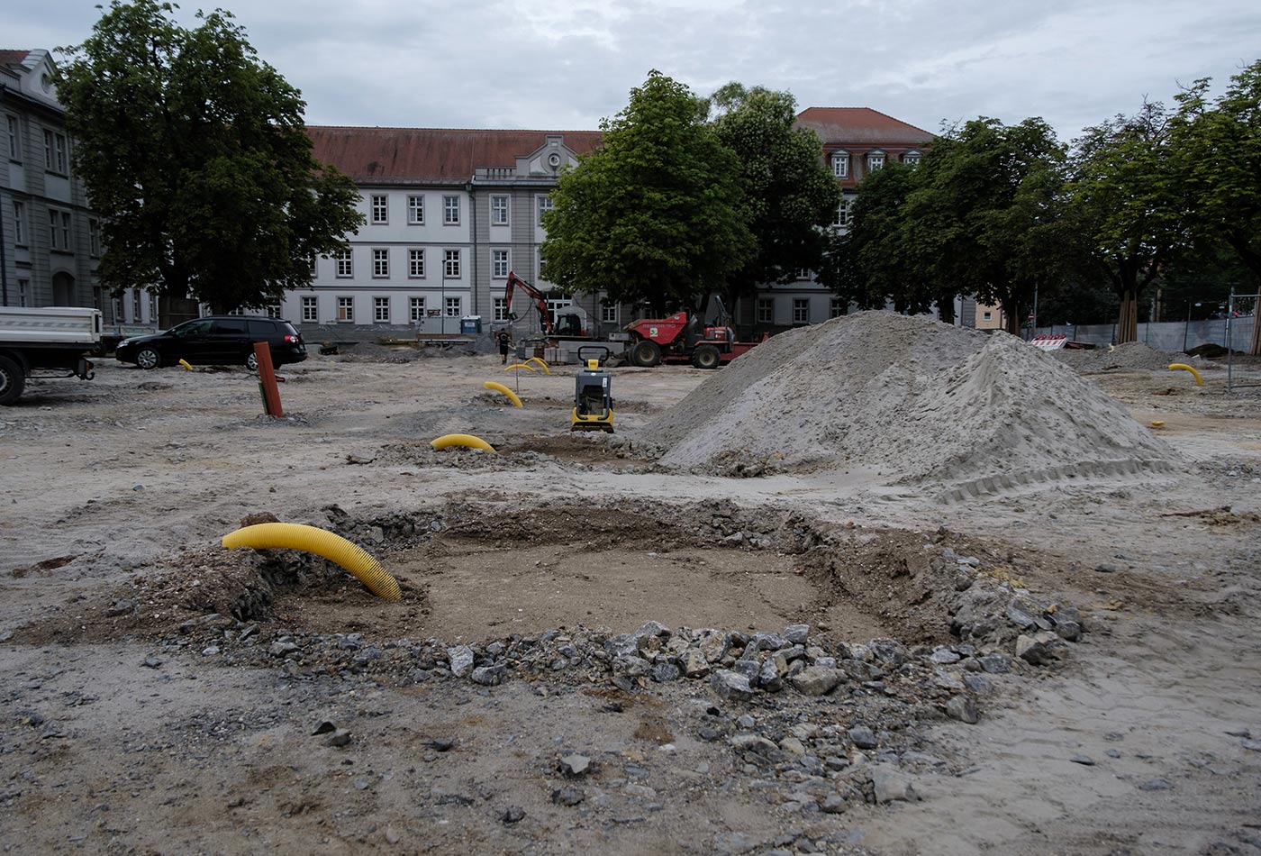 Baumquartiere auf der Baustelle Arsenalplatz, wo später die Bäume gepflanzt werden