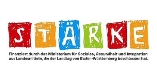 Stärke Logo das Wort Stärke in Großbuchstaben mit unterschiedlichen Farben