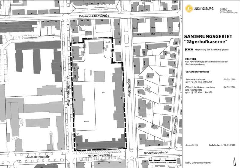 Sanierungsgebiet Jaegerhofkaserne in der Oststadt